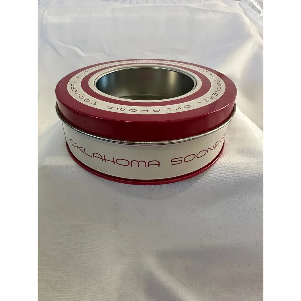 Oklahoma Sooners Tin Container Round Storage Box Collectible Decor‎
